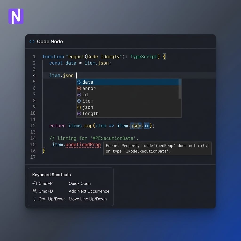 n8n Code Node Editor Interface